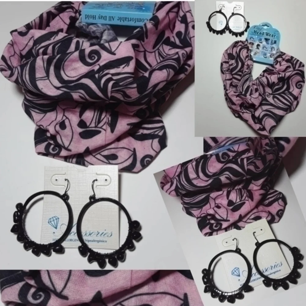 Infinity Headband/Gaitor & Hoop Earrings Set